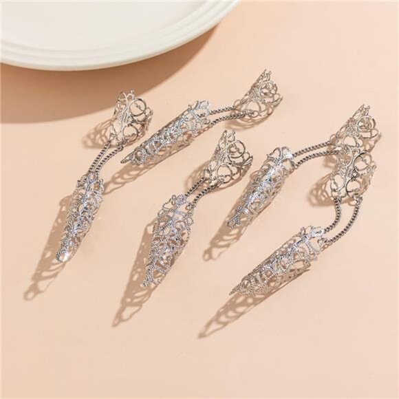 Gothic Nail Bracelet Hand Jewelry – Punk Claw Finger Ring Chain - Picture 5 of 5